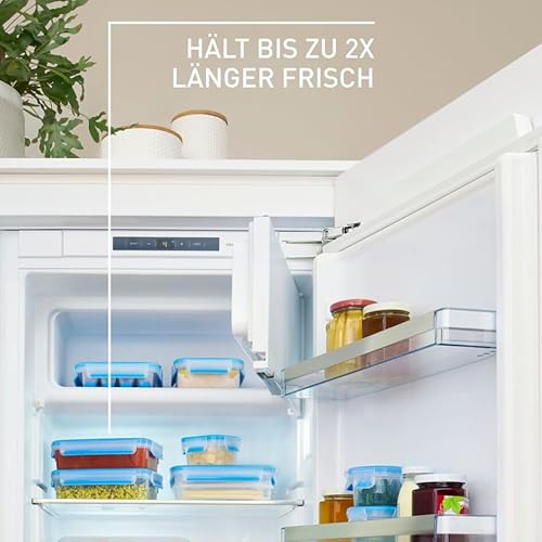 Emsa Clip&Close Frischhaltedose Mealprep-Set N10307|5-teiliges Set|Vorratsdosen| 0,8 Liter|100% dicht + hygienisch|Frische Dichtung|Spülmaschinen-, Mikrowellen-, und Gefriergeeignet, Transparent/Blau