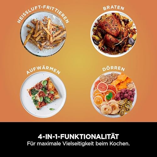 Ninja PRO Air Fryer Heißluftfritteuse, 4,7L Airfryer, Einzelkorb-Heißluftfritteuse, 4-in-1, für 1-2 Portionen, Digital, Kochen aus dem Gefrorenen, Antihaft-Schublade & Crisper Korb, Schwarz AF140EU