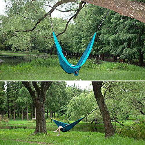 AnorTrek Camping Hängematte, superleichte tragbare Fallschirm Hängematte mit Zwei Baumgurten Einzel oder Doppel Nylon Reisebaum Hängematten… Blue&Dark Blue