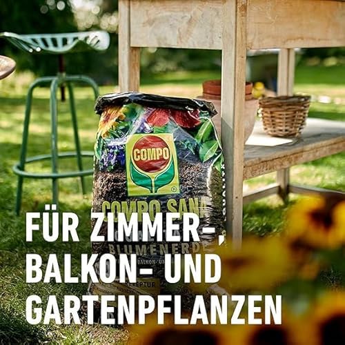 COMPO SANA Qualitäts-Blumenerde mit 12 Wochen Dünger für alle Zimmer-, Balkon- und Gartenpflanzen 10 l
