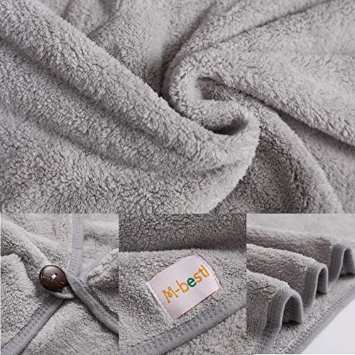 M-bestl 2 Pack Haartuch Turban, Mikrofaser-Haartrocknungshandtuch mit Knopfdesign zum Trocknen der Haare (Dunkelgrau & Hellgrau