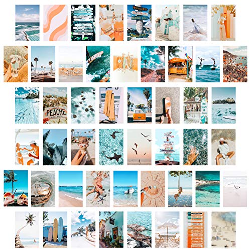 50 Blaues ästhetisches Bild für Wandcollage, Sommer Strand Collage, Mode Raumdekoration für Mädchen, Zimmer Wandkunstdruck, Schlafsaal Foto Display, VSCO Wall Poster für Schlafzimmer