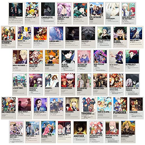 ZPPLD Anime Wandcollage Set,Wall Collage Kit,50 Stück ästhetisches Bild,Anime Poster Kunstposter für Wohnheim-Dekor, Wandkunstdrucke für VSCO Mädchen Jungen… (Anime Film-A)