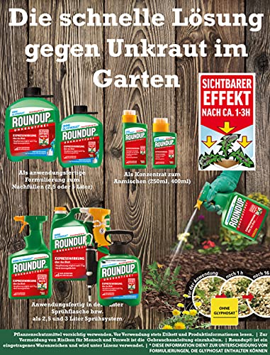 Roundup Unkrautfrei Express, 5 Liter Nachfüll-Kanister, Fertigmischung zur Bekämpfung von Unkräutern und Gräsern