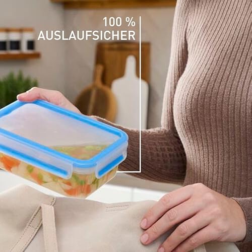 Emsa Clip&Close Frischhaltedose Mealprep-Set N10307|5-teiliges Set|Vorratsdosen| 0,8 Liter|100% dicht + hygienisch|Frische Dichtung|Spülmaschinen-, Mikrowellen-, und Gefriergeeignet, Transparent/Blau