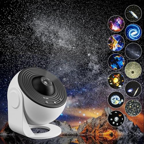 Galaxy Projektor, 13 in 1 Home Planetarium Star Light Projektor für Schlafzimmer 360° rotierenden Nebel Lampe Sternenhimmel Nachtlicht mit 12 Sonnensystem Konstellation Mond für Kinder Erwachsene