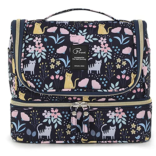 Kulturtasche zum Aufhängen für Damen, Lychii Reise Kulturtasche Waschtasche Organizer für Koffer & Handgepäck - Cat