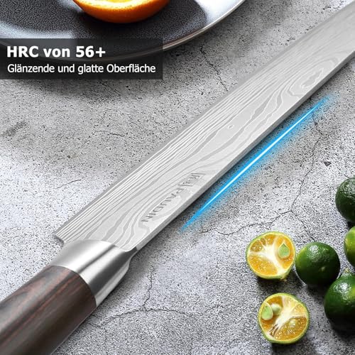 PAUDIN Kochmesser, Klingenlänge 20 cm Profi Küchenmesser Messer Chefmesser Allzweckmesser aus hochwertigem Carbon Edelstahl, Extra Scharfe Messerklinge mit ergonomischem Griff
