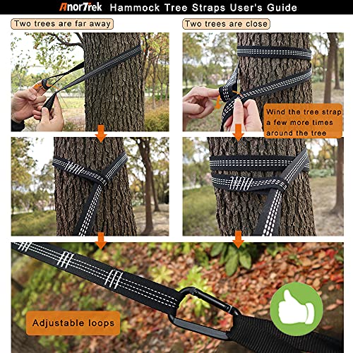 AnorTrek Camping Hängematte, superleichte tragbare Fallschirm Hängematte mit Zwei Baumgurten Einzel oder Doppel Nylon Reisebaum Hängematten… Blue&Dark Blue