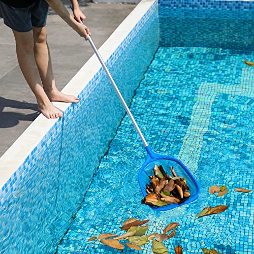Mowend 145cm Skimmer Pool Kescher, Poolreinigung Kescher Feinmaschig mit Stab 1,14M Langer Aluminiumstange, 17,5cm Tief Kescher für Pool, Spa, Teiche, Whirlpools
