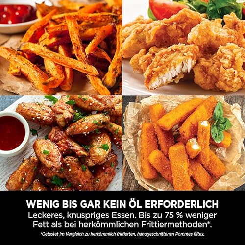 Ninja PRO Air Fryer Heißluftfritteuse, 4,7L Airfryer, Einzelkorb-Heißluftfritteuse, 4-in-1, für 1-2 Portionen, Digital, Kochen aus dem Gefrorenen, Antihaft-Schublade & Crisper Korb, Schwarz AF140EU