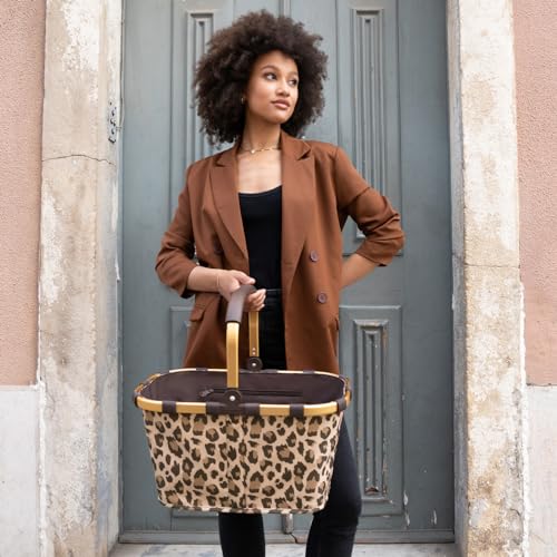 reisenthel carrybag frame leo macchiato – Stabiler Einkaufskorb mit viel Stauraum und praktischer Innentasche – Elegantes und wasserabweisendes Design