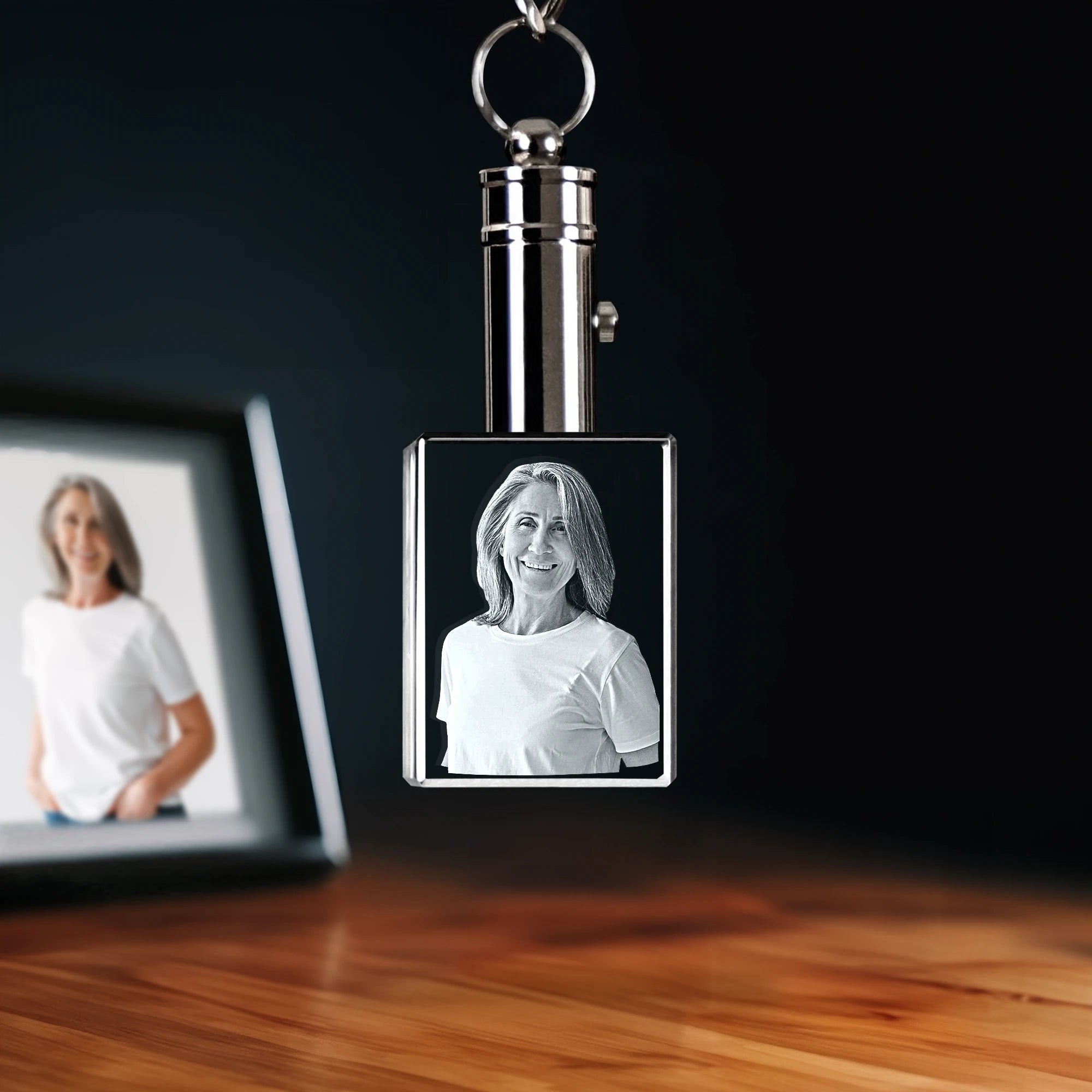 2D Crystal Photo Keychain - Rectangle - Small - Image 1